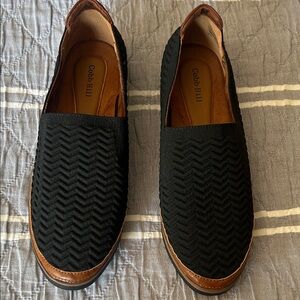 Cobb Hill by New Balance Black Slip-On Loafers with Brown Trim